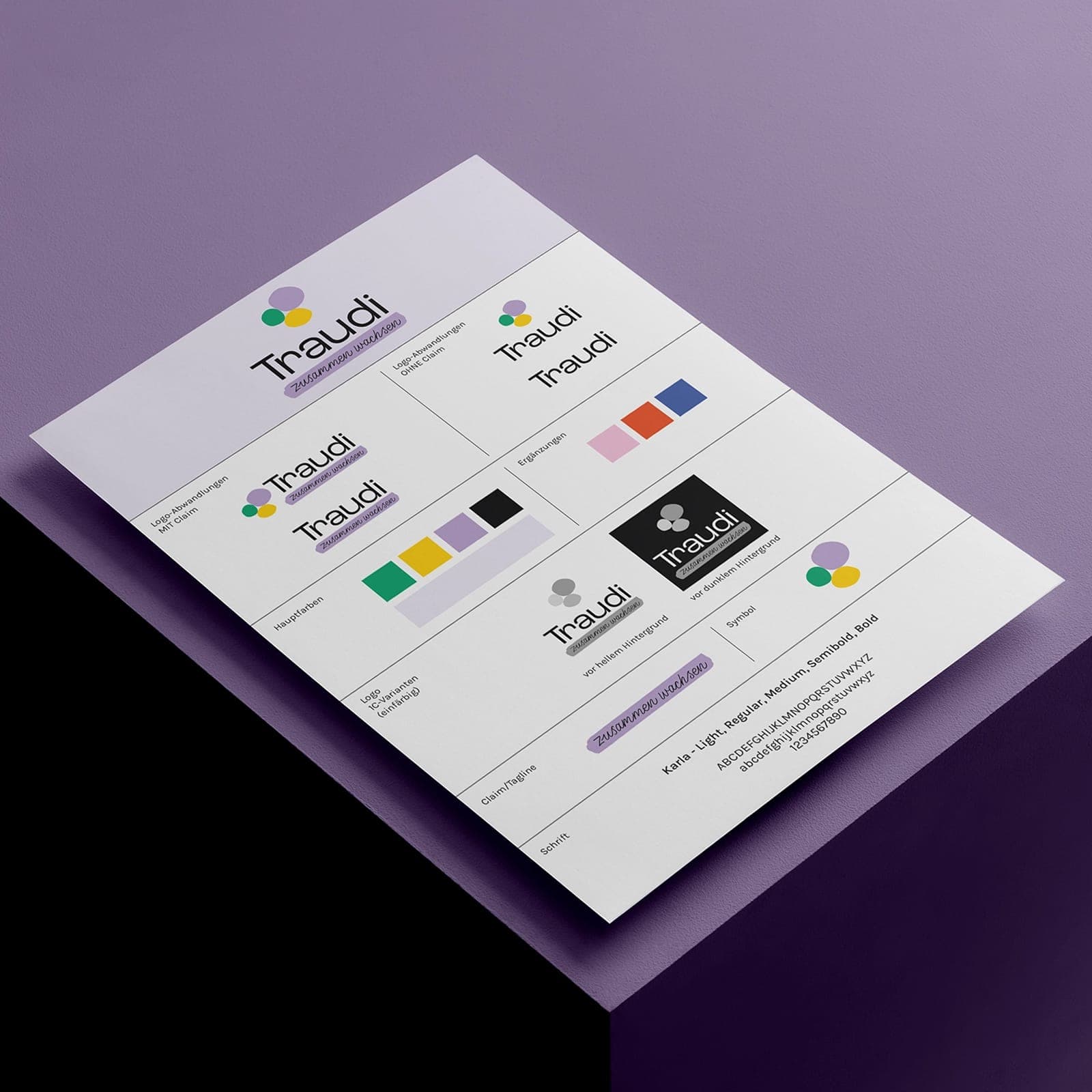 Konzept und Farbgestaltung, Logosheet